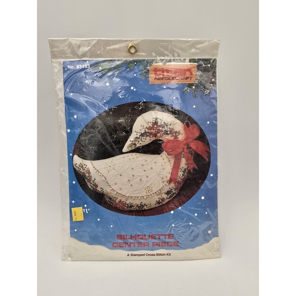 Titan Needlecraft Stamped Cross Stitch Kit Goose Silhouette Centerpiece 1980s